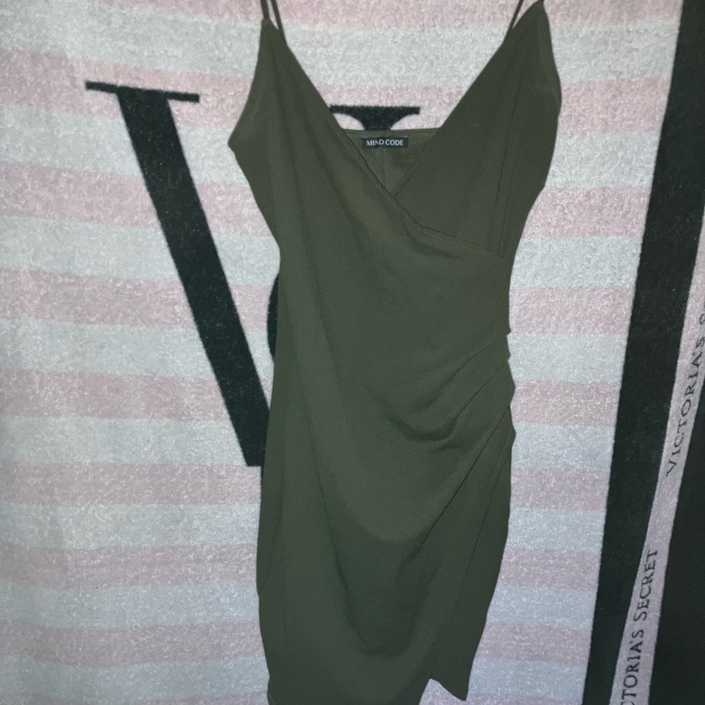 Mind Code Green Asymmetrical Bodycon Mini Dress